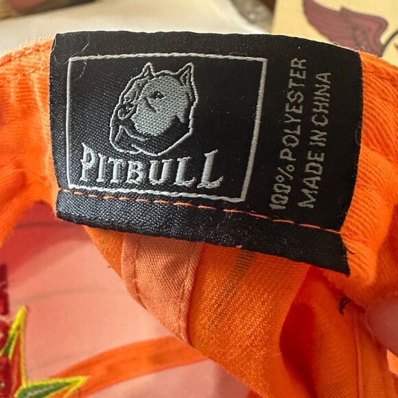 Pitbull Houston One Size Fits Most snap back orange green trucker hat flaw - Picture 10 of 11